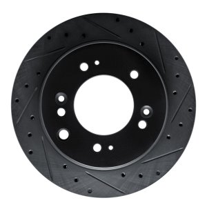 Kia Sorento Brake Rotor (1) - Rear Right - R1 Concepts - Drilled & Slotted - Black - `07-`09